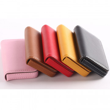 EZONE 1PC Business Card Holder PU Leather High Quality Card Bag Fashion Credit Card Holder 28 Color Magnetic Button Design Gift