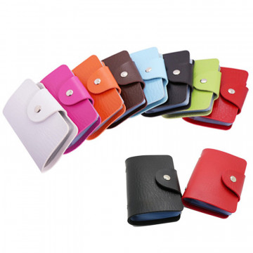 New Fashion Solid color Small Credit Card Holder Men Women Travel Cards Wallet PU Leather Buckle Business ID Card Holder 12 Bits